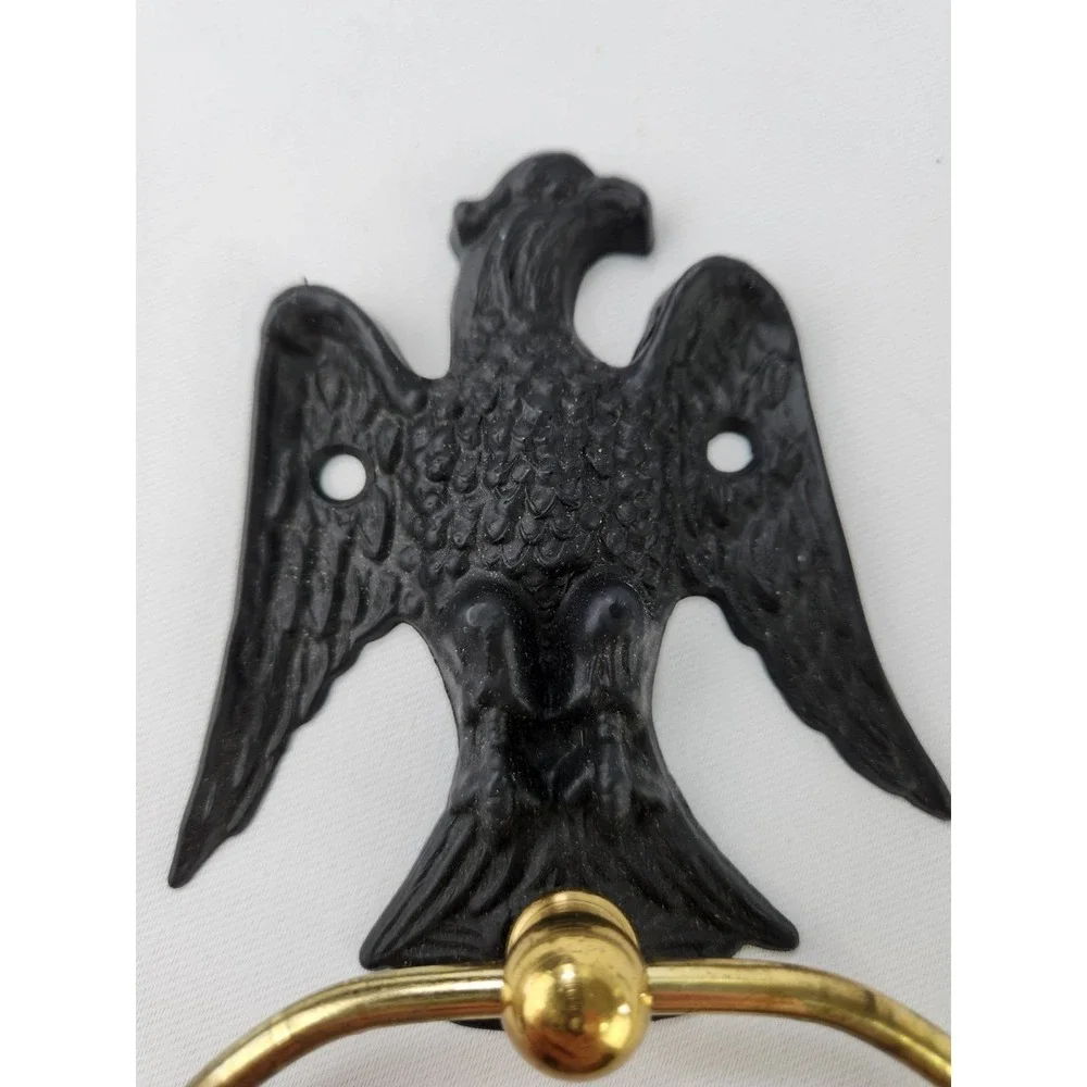 Eagle Emblem Cast‎ Aluminum Brass Door Knocker Vintage Wall Hanger Towel Holder
